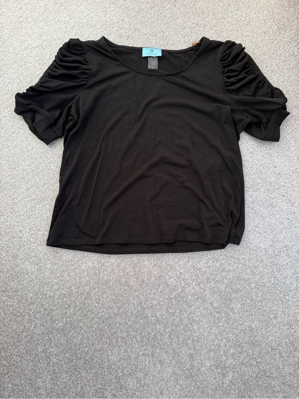 Black Ruched Sleeve Women’s Top